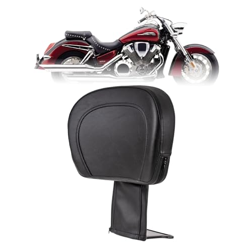 Kinglemc Adjustable Foldable Driver Backrest for Honda Shadow ACE 1100 VT 1100 1995-01; Honda VTX 1300 R 1300R 2004-20; Honda VTX 1800 N 1800N 2005-20 (Black,Non-Studded)