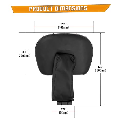 Kinglemc Adjustable Driver Rider Touring Backrest for VL1500 VL800 C50 C90 Suzuki Boulevard (Black-Studded)