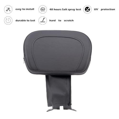 Kinglemc Adjustable Driver Rider Touring Backrest for Harley Fatboy Heritage Softail Classic FLSTC 07-2020 (Black-Nod-Studded)