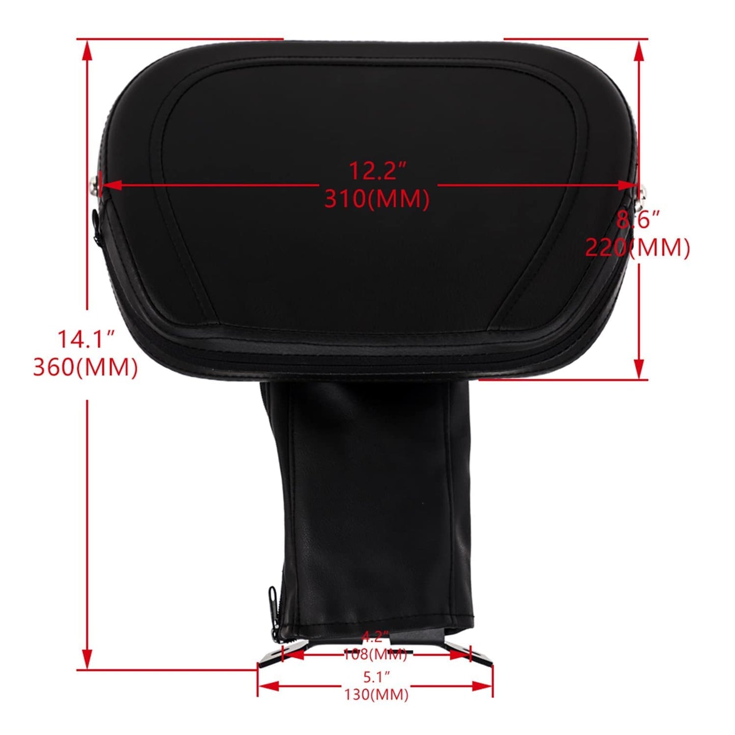 Kinglemc Adjustable Driver Rider Touring Backrest for Harley Fatboy Heritage Softail Classic FLSTC 07-2020 (Black-Studded)