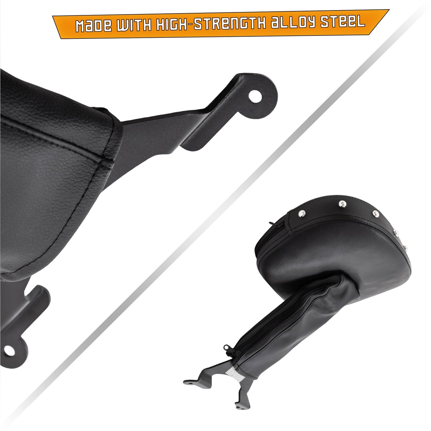 Kinglemc Adjustable Driver Rider Touring Backrest for Suzuki Boulevard M109R 2006-2019 (Black-Studded)