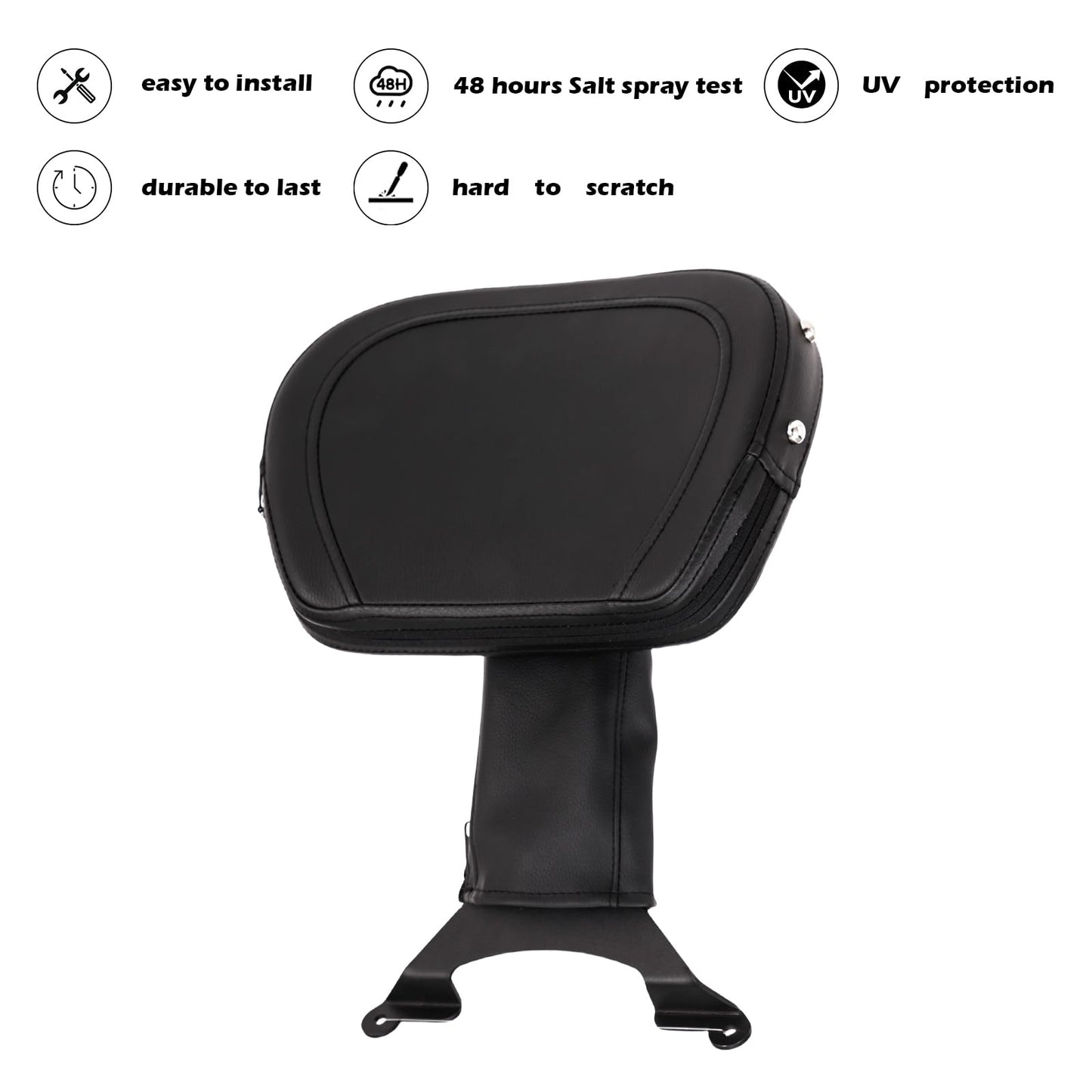 Kinglemc Adjustable Driver Rider Touring Backrest for Suzuki Boulevard M109R 2006-2019 (Black-Studded)