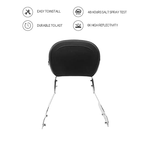 Kinglemc Powersports Sissy Bar with Backrest Luggage Rack for Honda VTX 1300C 1800 F C 2005-2009(Silver,Non-Studded)