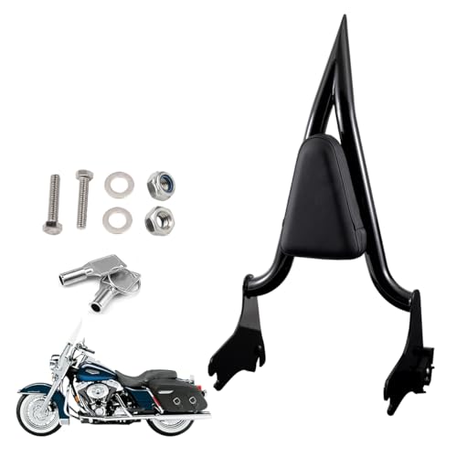 Gamyipp Adjustable One-Piece Sissy Bar Passenger Backrest with Lock for Harley Touring Road King Street Glide Road Glide Electra Glide CVO FLHR FLHX FLHT FLTR (Black, Fit for 1997-2008 Touring)