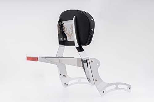 Kinglemc Powersports Sissy Bar with Backrest Luggage Rack for Kawasaki Vulcan VN 900 2000 Classic Custom 2009-21(Silver,Studded)