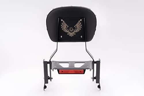 Kinglemc Powersports Sissy Bar with Backrest Luggage Rack for Kawasaki Vulcan VN 900 2000 Classic Custom 2009-21(Black,Studded)