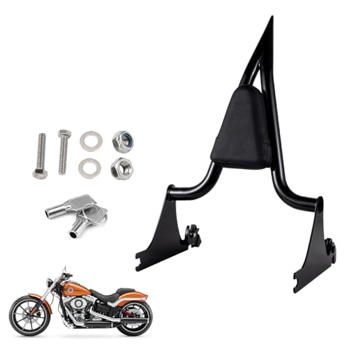 Gamyipp Adjustable One-Piece Sissy Bar Passenger Backrest with Lock Fit Harley Breakout FXSB FXSE FXST with Docking Kit (One-Piece-Black)