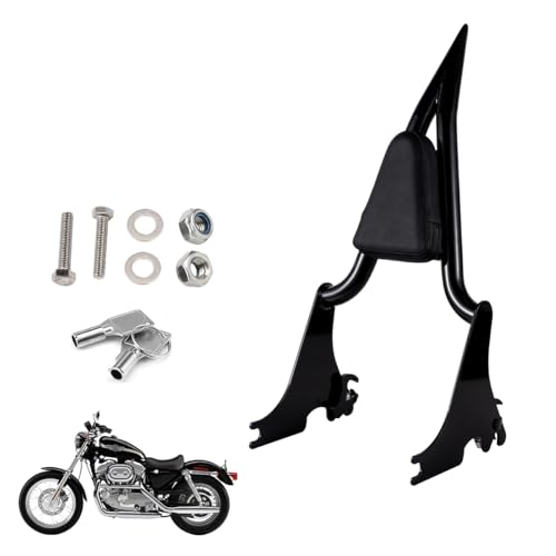 Gamyipp Adjustable One-Piece Sissy Bar Passenger Backrest with Lock for Harley Sportster XL883 XL1200 883 1200 Iron Superlow (Black)