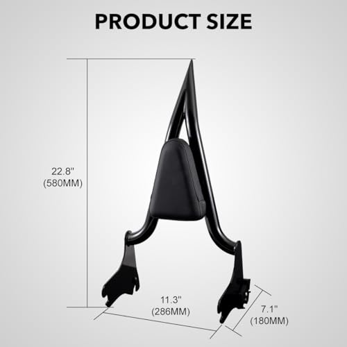Gamyipp Adjustable One-Piece Sissy Bar Passenger Backrest with Lock for Harley Touring Road King Street Glide Road Glide Electra Glide CVO FLHR FLHX FLHT FLTR (Black, Fit for 1997-2008 Touring)