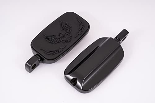 Kinglemc Front Rider Rear Passenger Position Floorboards Footboard Footpeg for Harley Dyna Touring Softail Sportster 883 1200 (Eagle 7.2 * 2.5", Black)