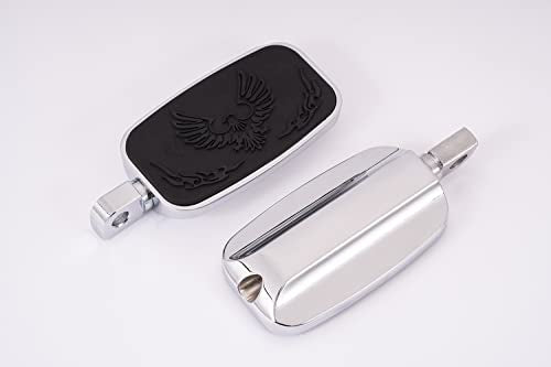 Kinglemc Front Rider Rear Passenger Position Floorboards Footboard Footpeg for Harley Dyna Touring Softail Sportster 883 1200 (Eagle 7.2 * 2.5", Silver)