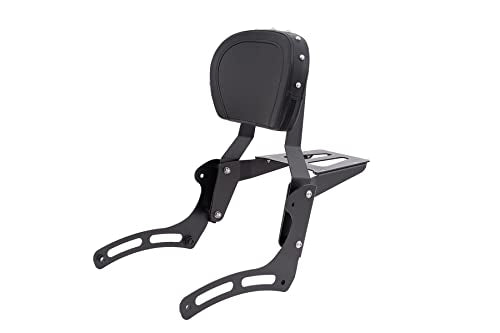 Kinglemc Powersports Sissy Bar with Backrest Luggage Rack for Kawasaki Vulcan VN 900 2000 Classic Custom 2009-21(Black,Studded)