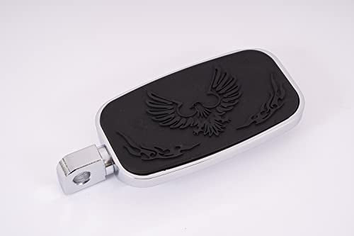 Kinglemc Front Rider Rear Passenger Position Floorboards Footboard Footpeg for Harley Dyna Touring Softail Sportster 883 1200 (Eagle 7.2 * 2.5", Silver)