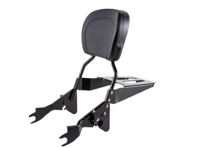 Kinglemc Sissy Bar Passenger Backrest for Harley Davidson Touring Road King Street Glide Road Glide Electra Glide (Fit for 2009-2023 Touring-Non-Adjustable, Black,Non-Studded)