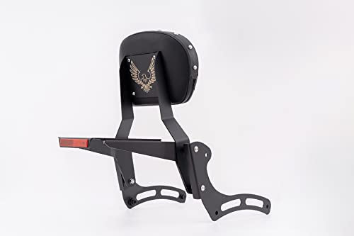 Kinglemc Powersports Sissy Bar with Backrest Luggage Rack for Kawasaki Vulcan VN 900 2000 Classic Custom 2009-21(Black,Studded)