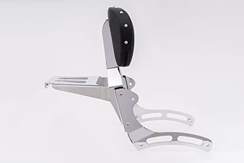 Kinglemc Powersports Sissy Bar with Backrest Luggage Rack for Kawasaki Vulcan VN 900 2000 Classic Custom 2009-21(Silver,Studded)