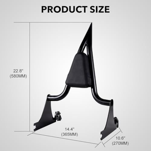 Gamyipp Adjustable One-Piece Sissy Bar Passenger Backrest with Lock Fit Harley Breakout FXSB FXSE FXST with Docking Kit (One-Piece-Black)