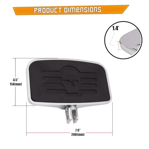 Kinglemc Front Rear Rider Passenger Floorboard FootPeg for Honda, Suzuki, Triumph,CAN-AM, Gold Wing (Skull 7.9 * 4.5", Silver)