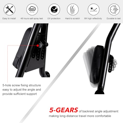 Gamyipp Adjustable One-Piece Sissy Bar Passenger Backrest with Lock for Harley Softail Deluxe FatBoy 2000-2017 (One-Piece-Black)