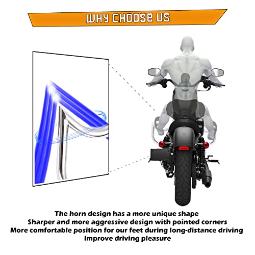 Kinglemc Crash Bar Engine Guard Highway Bar for Harley Davidson Sportster Iron883 XL883N 09-22;1200 Custom XL1200C 04-22;Roadster XL1200R 883 XL883 XL883C 04-08;SuperLow XL1200T 14-22(Mustache Silver)