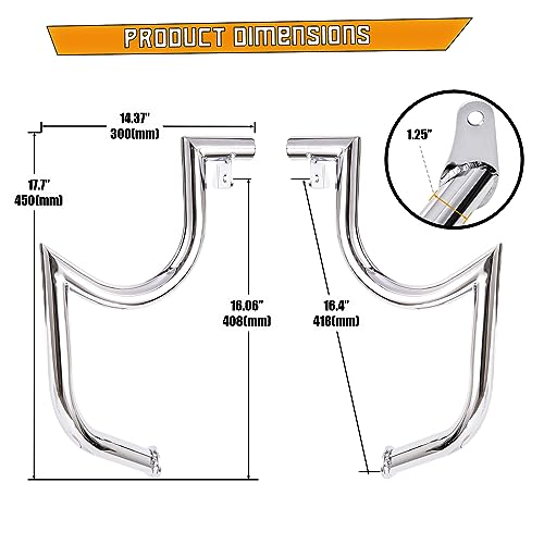 Kinglemc Engine Guard Highway Crash Bar for Kawasaki Vulcan 900 VN900 Classic Custom 06-2019(Mustache Silver)