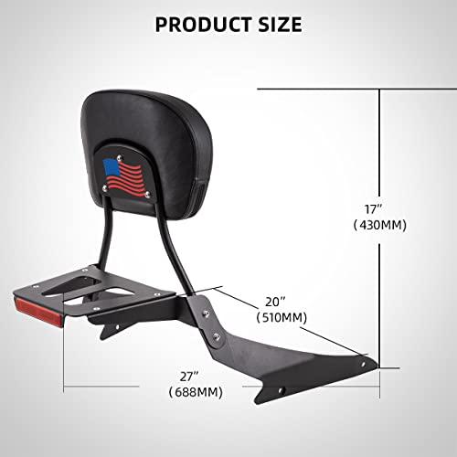 Gamyipp Powersports Sissy Bar with Backrest Flag Pattern Luggage Rack for Suzuki Boulevard M109 R M109R with Docking Hardware (Black)