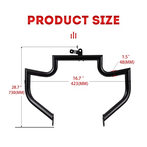 Gamyipp 1.5" Fat Crash Bar Engine Guard Highway Bar for Honda VTX 1300 R S C Models 1300R 1300C (Matte Black)