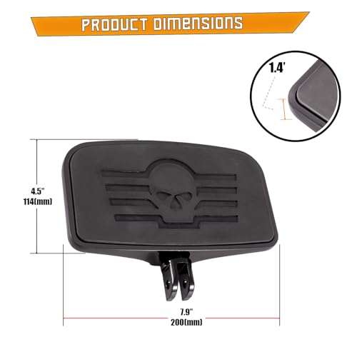Kinglemc Front Rear Rider Passenger Floorboard FootPeg for Honda, Suzuki, Triumph,CAN-AM, Gold Wing (Skull 7.9 * 4.5", Black)