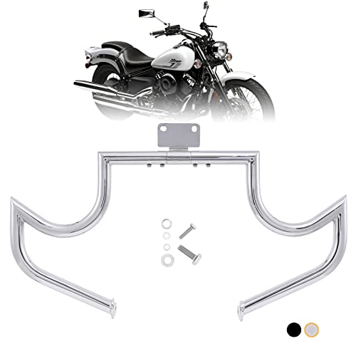 Kinglemc Crash Bar Engine Guard Highway Freeway Bar for Yamaha VStar dragstar 400 650 (Mustache Silver)