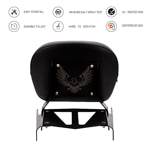 Kinglemc Powersports Sissy Bar with Backrest Luggage Rack for Honda VTX 1300C 1800 F C 2005-2009(Black,Non-Studded)