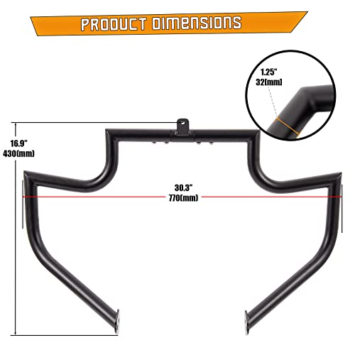 Kinglemc Crash Bar Engine Guard Highway Bar for Harley Davidson Touring Road Glide Road King Street Glide Electra Glide CVO and Trike Models 97-08 (Black)