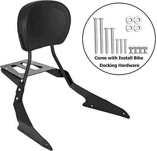 Kinglemc Powersports Sissy Bar with Backrest Luggage Rack for Suzuki Boulevard M109 R with Docking Hardware(Black,Non-Studded)