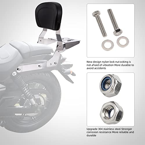 Gamyipp Powersports Sissy Bar with Backrest Flag Pattern Luggage Rack for Honda Shadow Aero VT 750 VT750CS 2004 to 2020 (Silver)