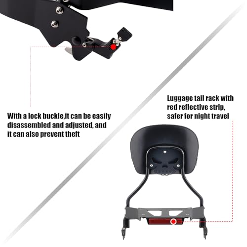 Kinglemc Holdfast Sissy Bar Passenger Backrest for Harley Davidson Breakout Fat Boy 114 FLFB FLFBS FXBR FXBRS Models 2018-2023 (Matte Black)