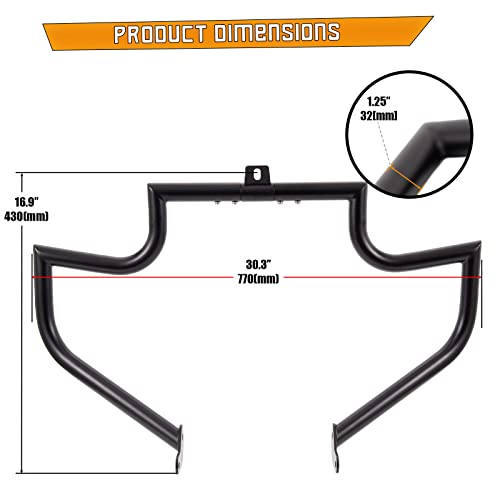 Kinglemc Crash Bar Engine Guard Highway Freeway Bar for Harley Davidson Softail FL Deluxe Fat Boy Slim Heritage Springer Classic Cross Bones 2000-2017(Black)