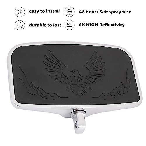 Kinglemc Front Rider Rear Passenger Position Floorboards Footboard Footpeg for Harley Dyna Touring Softail Sportster 883 1200 (Eagle 7.9 * 4.5", Silver)