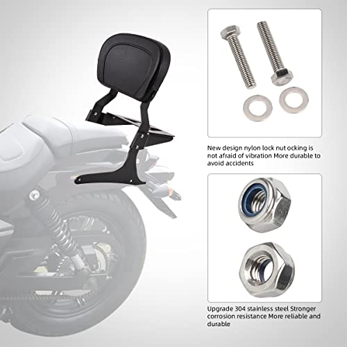 Gamyipp Powersports Sissy Bar with Backrest Flag Pattern Luggage Rack for Yamaha XVS 950 V Star 950 2009-17(Black)