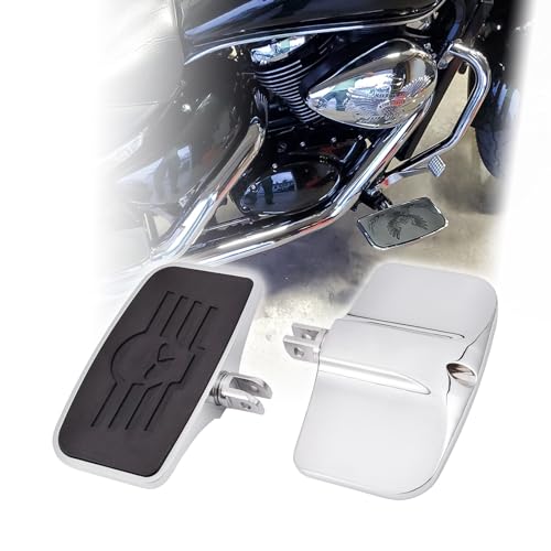 Kinglemc Front Rear Rider Passenger Floorboard FootPeg for Honda, Suzuki, Triumph,CAN-AM, Gold Wing (Skull 7.9 * 4.5", Silver)