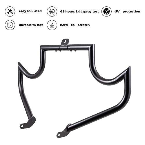 Kinglemc Crash Bar Engine Guard Highway Bar for Harley Davidson 2000-2017 Heritage Softail Fat Boy (Mustache Black)