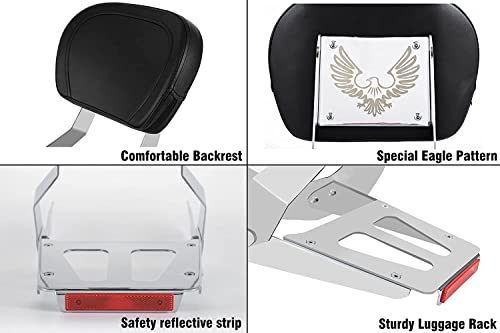 Kinglemc Powersports Sissy Bar with Backrest Luggage Rack for Yamaha Vstar 400 XVS650A Classic 98-2016