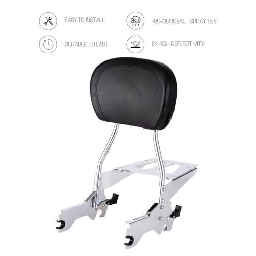 Kinglemc Holdfast Sissy Bar Passenger Backrest for Harley Davidson Softail Standard Street Bob Heritage Classic 114 FLDE FLHC FLHCS FLSL FXBB FXBBS and FXST Models 2018-2023 (Chrome)