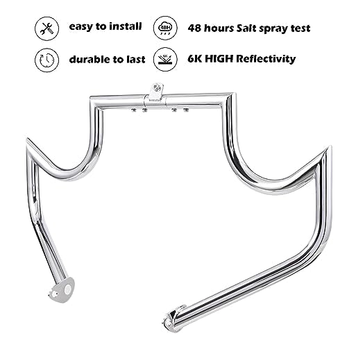 Kinglemc Crash Bar Engine Guard Highway Bar for Harley Davidson Touring Road Glide Road King Street Glide Electra Glide CVO and Trike Models 97-08(Mustache Silver)