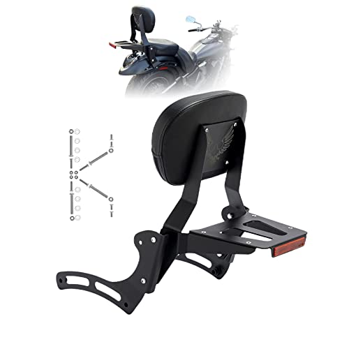 Kinglemc Powersports Sissy Bar with Backrest Luggage Rack for Kawasaki Vulcan VN 900 2000 Classic Custom 2009-21(Black,Non-Studded)