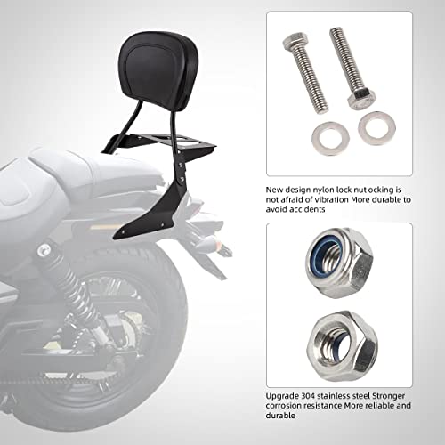 Gamyipp Powersports Sissy Bar with Backrest Flag Pattern Luggage Rack for Suzuki Boulevard M109 R M109R with Docking Hardware (Black)