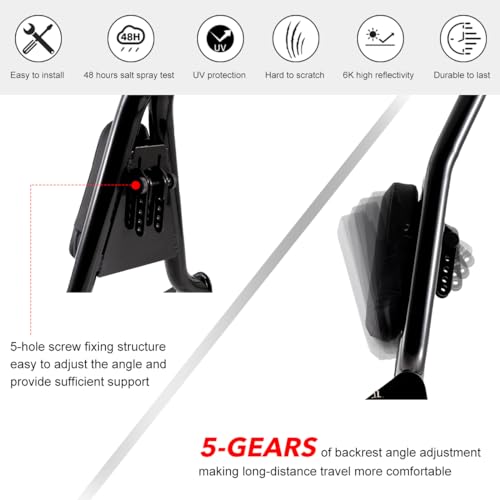 Gamyipp Adjustable One-Piece Sissy Bar Passenger Backrest with Lock for Harley Touring Road King Street Glide Road Glide Electra Glide CVO FLHR FLHX FLHT FLTR (Black, Fit for 2009-2023 Touring)