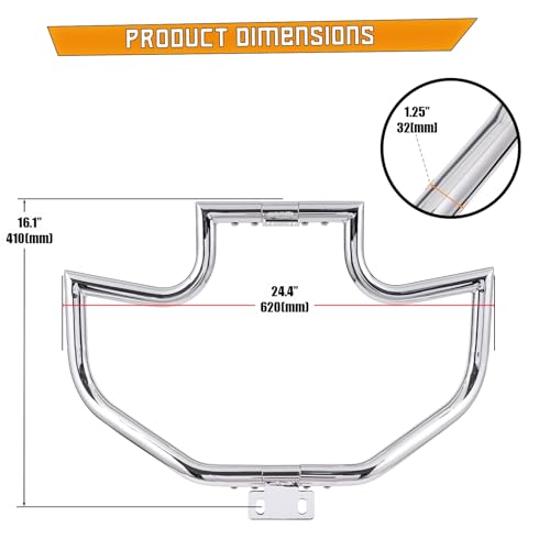 Kinglemc Crash Bar Engine Guard Highway Bar for Harley Davidson Sportster Iron 883 XL883N 2009-22;1200 Custom XL1200C 2004-22;Roadster XL1200R 883 XL883 XL883C '04-08; Superlow XL1200T 14-22 (Silver)