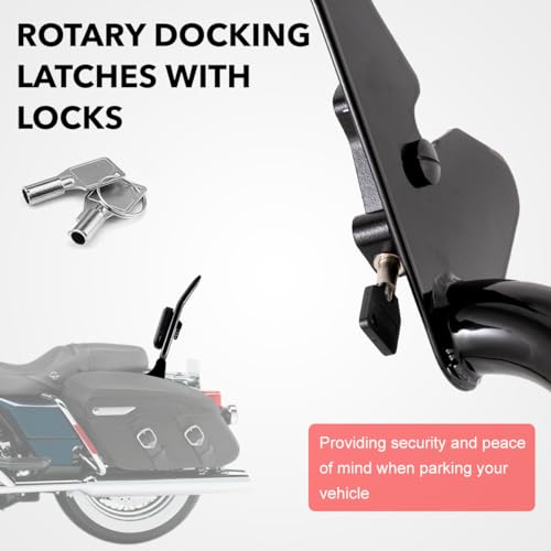 Gamyipp Adjustable One-Piece Sissy Bar Passenger Backrest with Lock for Harley Touring Road King Street Glide Road Glide Electra Glide CVO FLHR FLHX FLHT FLTR (Black, Fit for 1997-2008 Touring)