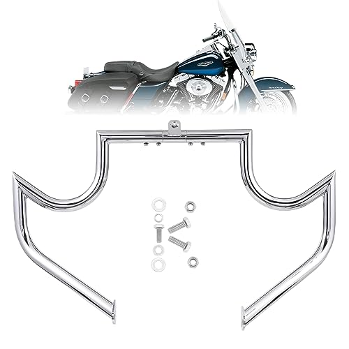 Kinglemc Crash Bar Engine Guard Highway Bar for Harley Davidson Touring Road Glide Road King Street Glide Electra Glide CVO and Trike Models 97-08(Mustache Silver)