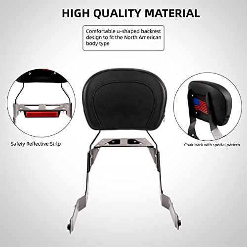 Gamyipp Powersports Sissy Bar with Backrest Flag Pattern Luggage Rack for Honda Shadow Aero VT 750 VT750CS 2004 to 2020 (Black)