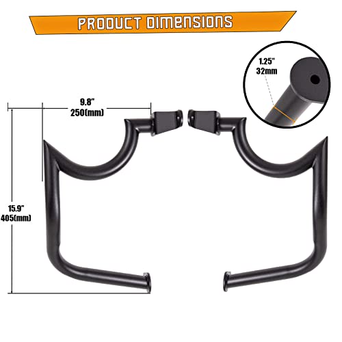 Kinglemc Mustache Engine Guard Highway Crash Bar for Suzuki Boulevard M109 M109R 06-2020 (Mustache Black)